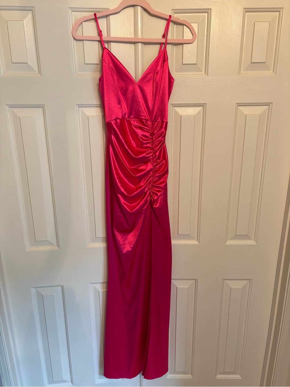 Honey and Rosie Hot Pink Satin Slip Dress